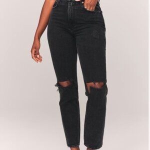Abercrombie & Fitch Curve Love Ultra High Rise Ankle Straight Jeans